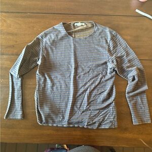 Outerknown Long Sleeve Shirt in Blue and Orange Stripes